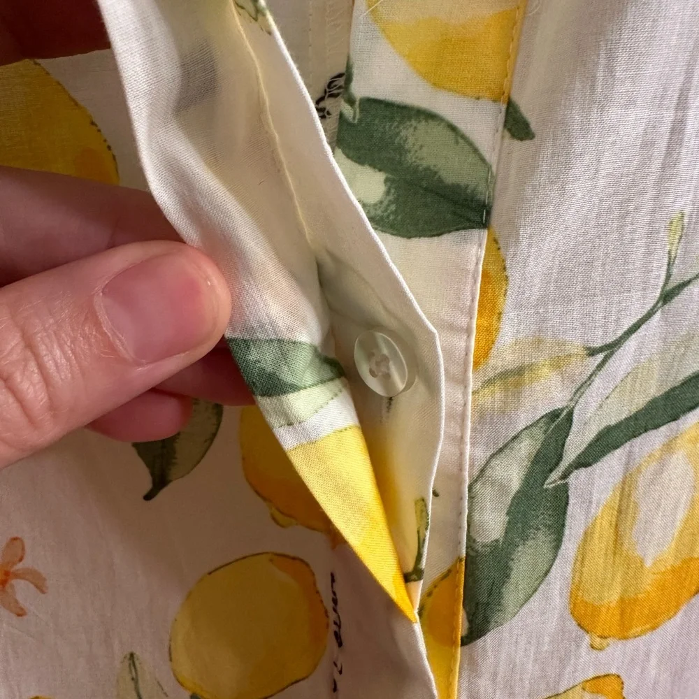 H&M Lemon Floral Maxi Dress — 100% Cotton, Romantic Puff Sleeve Dress - Picture 7 of 7
